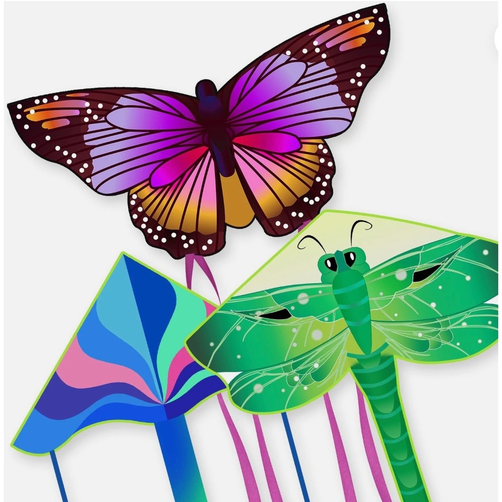 3 Pack Large Butterfly+Delta+Dragonfly, Butterfly Delta Dragonfly Kites